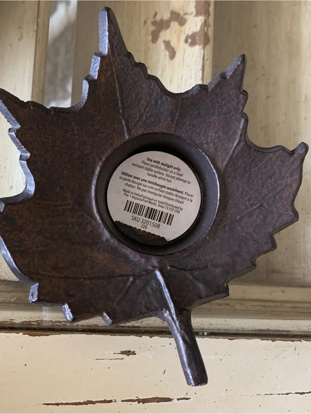 Pier 1 Set of 2 Maple Leaves Shaped Metal Tea Lights
